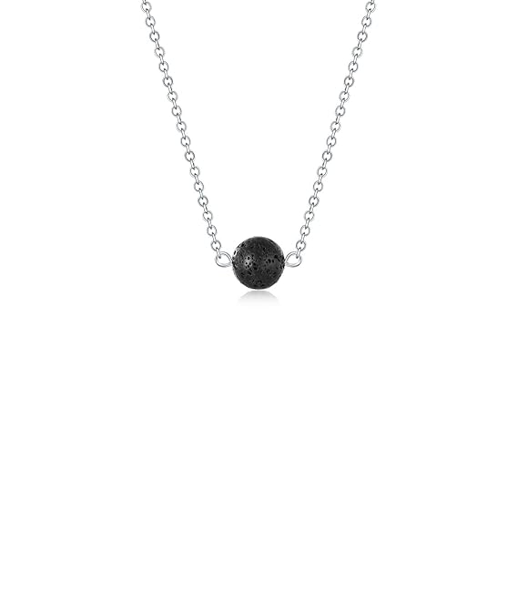 Lava Stone Bead Essential Oil Diffuser Necklace, Lava Ball Essential Pendant Aromatherapy Jewelry with 16.5 inches O Chain