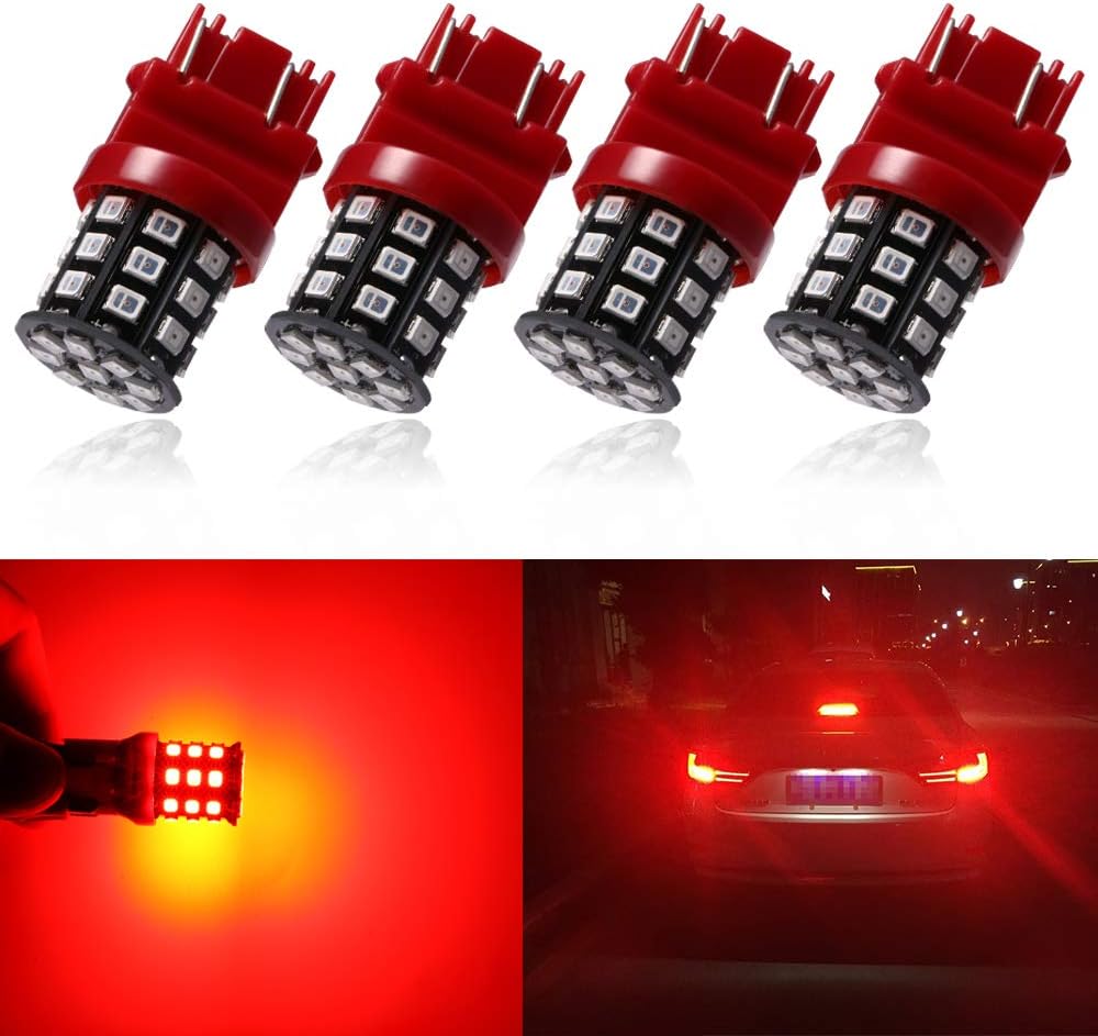 Antline 3157 3156 3057 4157 3056 LED Bulbs Brilliant Red, 12-24V Super Bright 600 Lumens Replacement for Backup Reverse Lights, Tail Brake Lights, Turn Signal Lights (Pack of 4) image 2