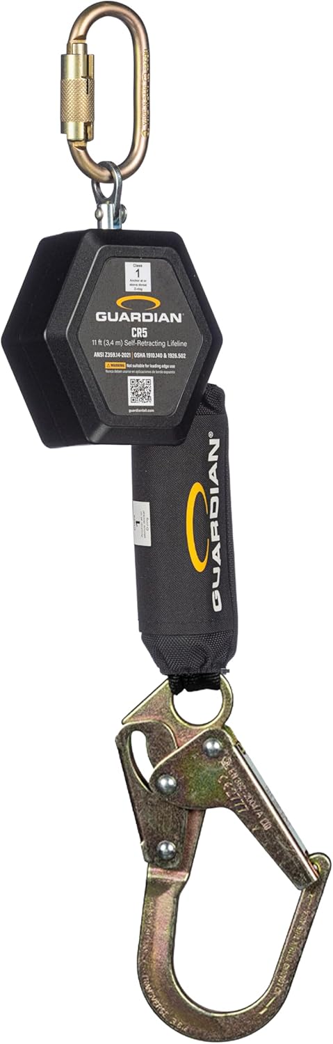 Guardian 4200072 CR5 | 11 ft | Class 1 | Web | Personal Self-Retracting Lifeline | SRL-P | Steel Rebar Hook