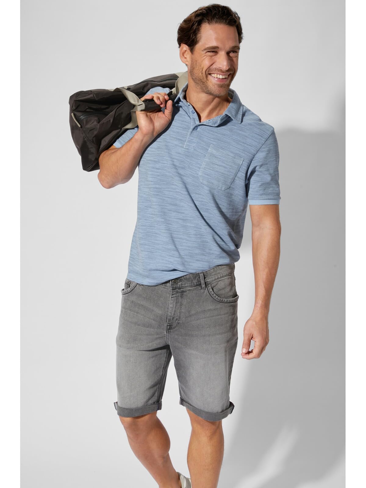 BABISTA Herren Poloshirt Korlin | mit Polokragen und Knopfleiste – meliert, mehrfarbiges Garn, Brusttasche mit Stickerei, Freizeit & Casual-Style bis 5XL