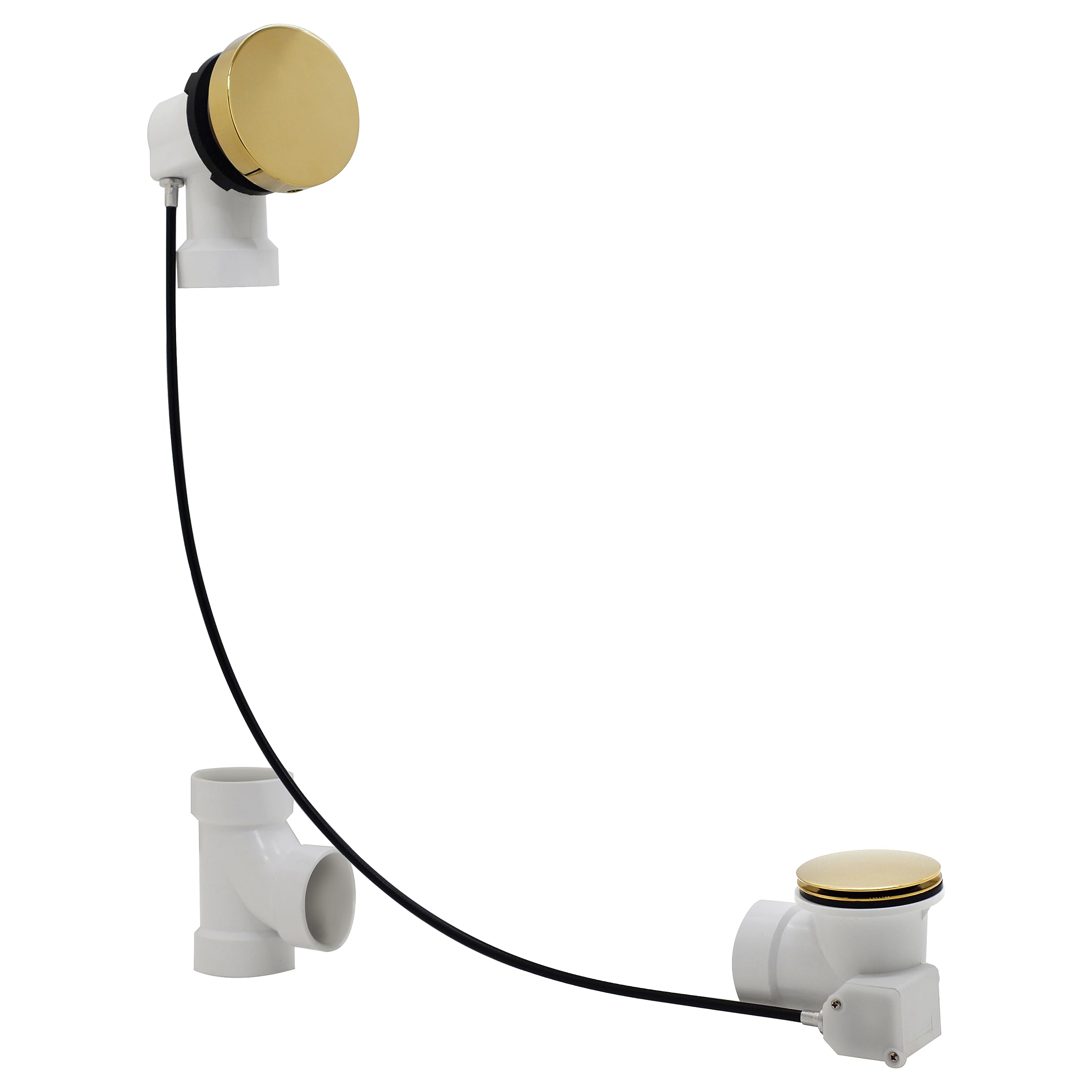 Westbrass D50P45SRE-01 - Tapón de desagüe para bañera de 45 pulgadas con perilla giratoria de desbordamiento, tapón emergente SCH. 40 accesorios de PVC, latón pulido