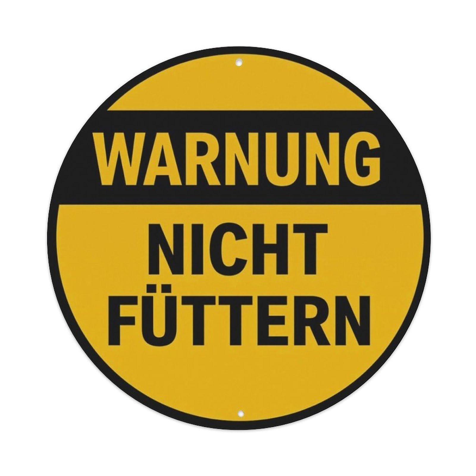 Yellow Black Industrial German Do Not Feed Warning Round Decor Sign Vintage Aluminium Metal Sign, Retro Wall Decor for Home, Bar, Garage & Farmhouse 20x20cm