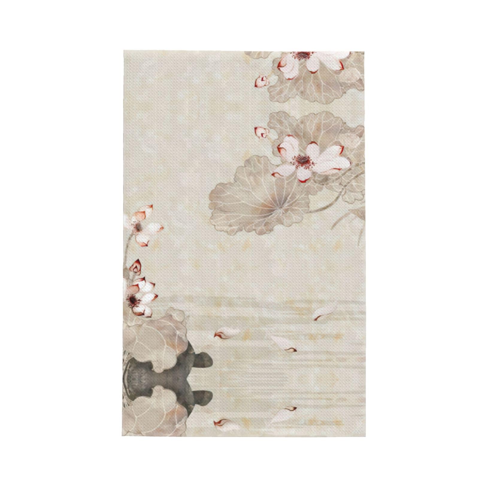 Xxahnbm Black Lotus Floral 1 Print Waffle Kitchen Towel,Absorbent Hand Towel