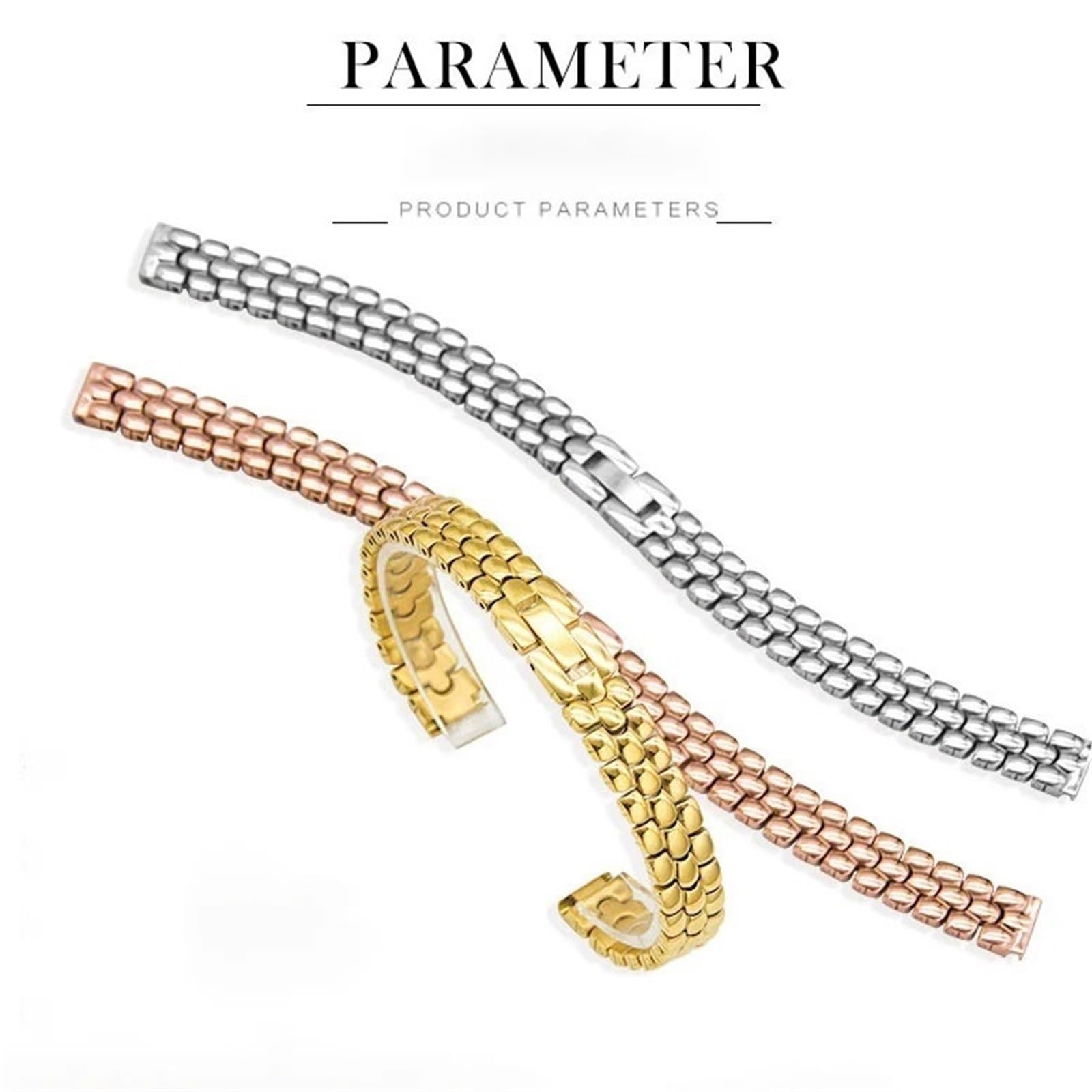 Bracelet de Montre en Acier Inoxydable, Petit Bracelet de 6 mm, 8 mm, 10 mm, Bracelet de Montre en métal, Bracelet en Or Rose