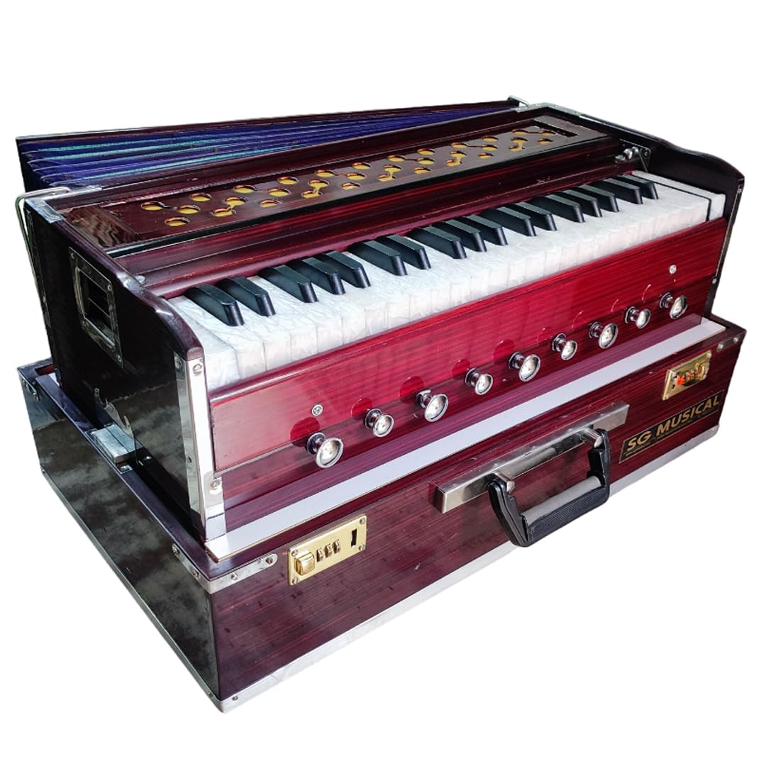 SG Musical 42 Keys, 2 Reeds, 3.5 Octaves,9 Stopper Coupler with Padded Bag Folding Harmonium