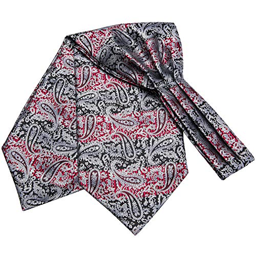 Image of Dubulle Paisley Floral Ascot for Men Self Tie Mens Cravat and Pocket Square Cufflinks Wedding
