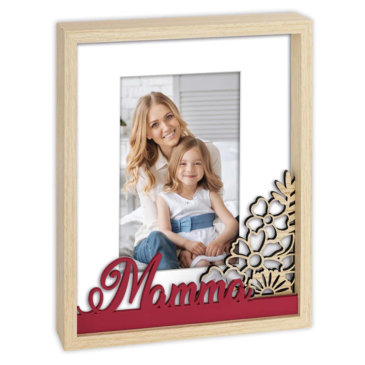 Cornice Portafoto In Legno Home Is Where Mom Is - Regalo Per La Mamma, Con Cuore In Chiodi E Corda, Vintage, Per Foto 10x15 Cm - 2