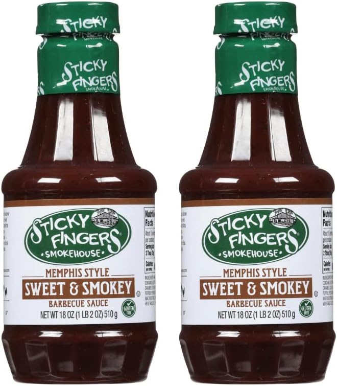 Sticky Fingers, Dark BBQ Sauce Memphis Original,18 Ounce (18 Fl Oz (Pack of 2))