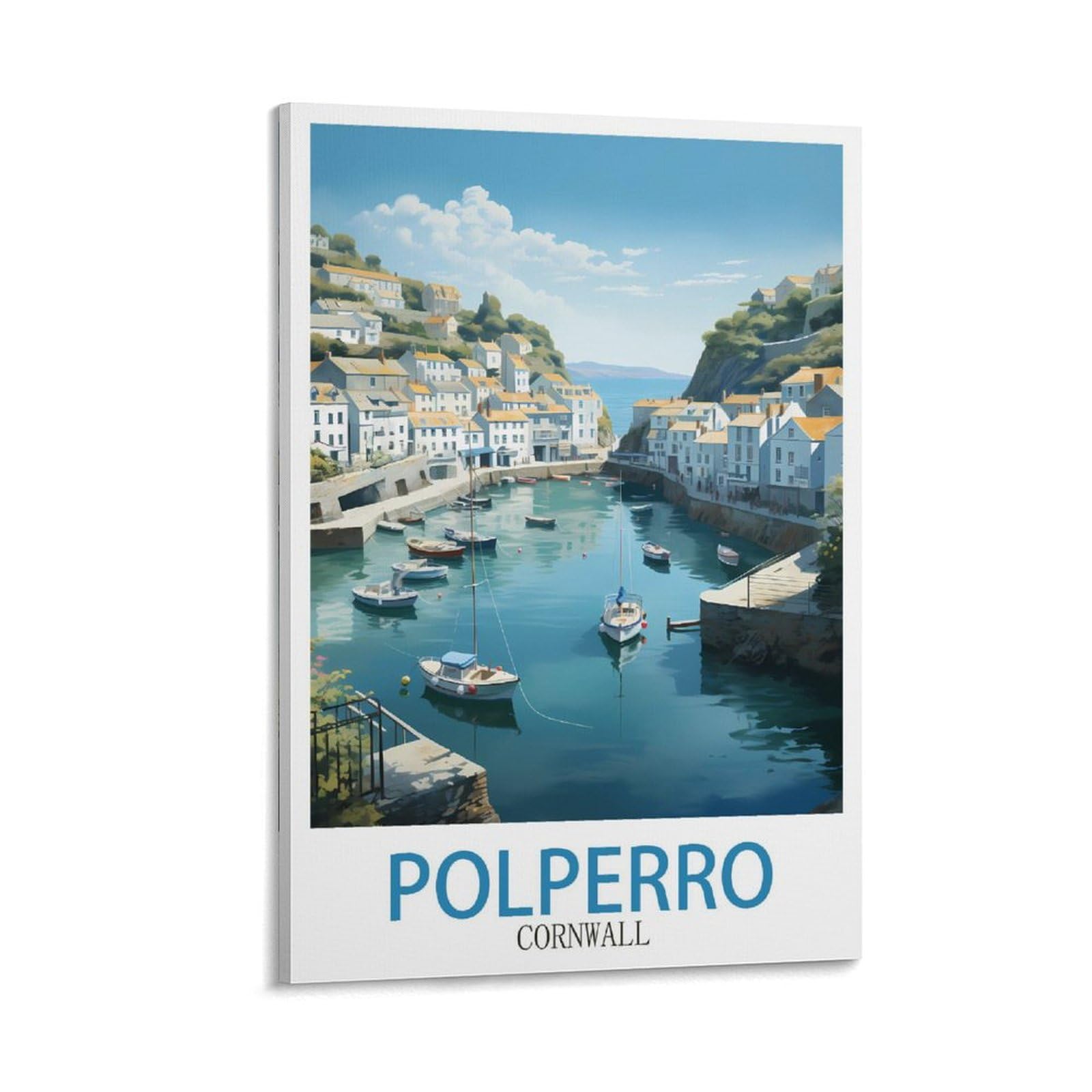 Zbbggoz Frame-Style Polperro Cornwall Vintage Travel Poster 12X18inch(30X45cm) Canvas Wall Posters And Art Picture Print Modern Family Bedroom Decor