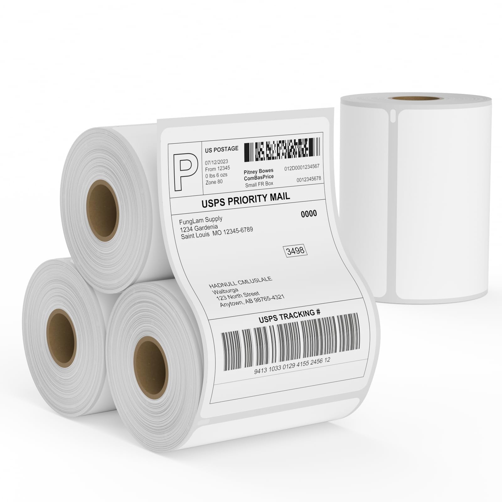 Lot de 4 rouleaux d'étiquettes d'expédition thermiques 4XL 10,2 x 15,2 cm compatibles avec LabelWriter 4XL 1744907 étiquettes d'expédition thermiques, 220 étiquettes/rouleau