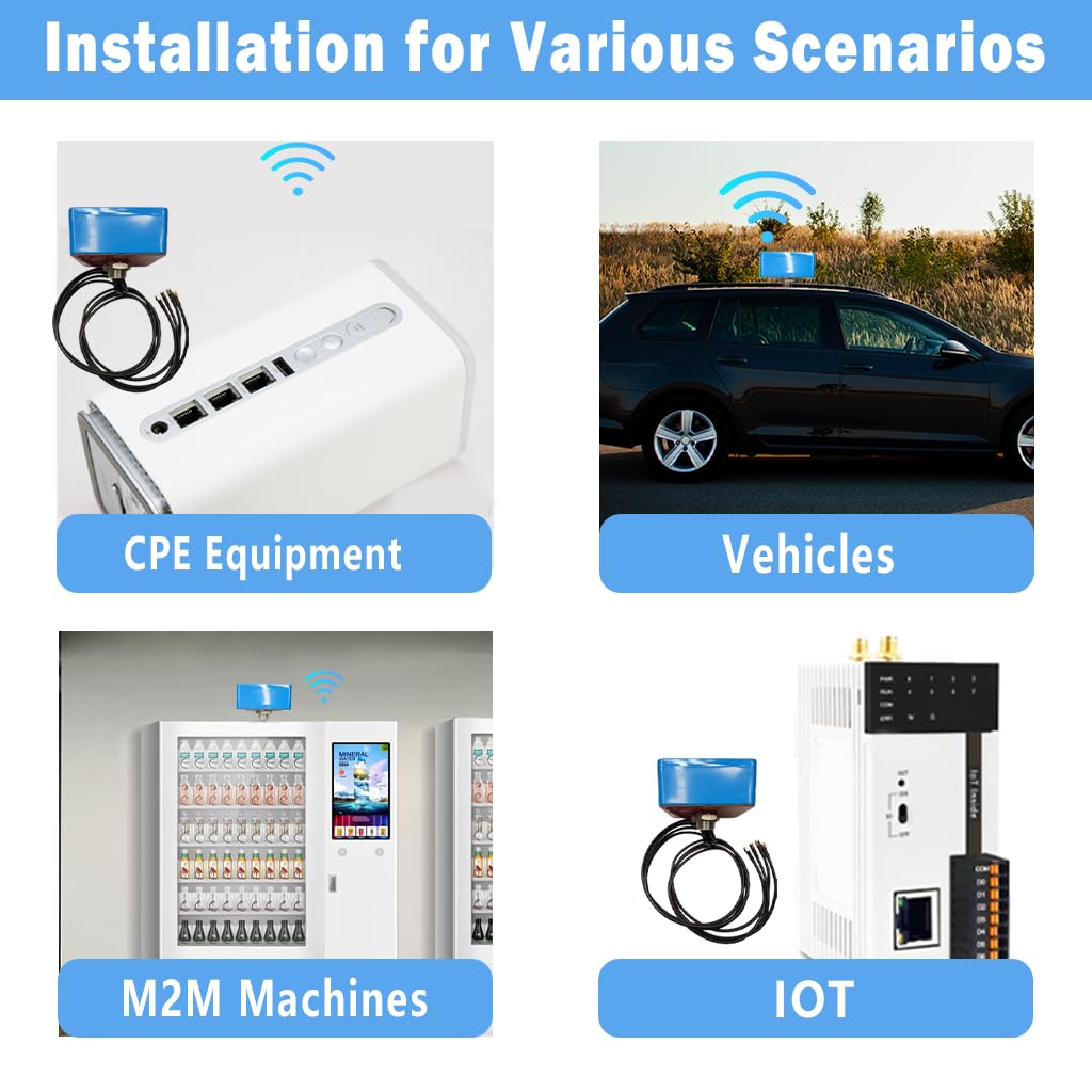 Maswell Antenne 4X4 MIMO LTE pour IoT M2M | Faible Gain 3dBi ne Convient Pas aux compétitions de Vitesse, Omni 700-6000 MHz | 4G LTE 5G NR ​​| Wi-FI 6 Bluetooth WiMAX Zigbee | SMA mâle et TS9