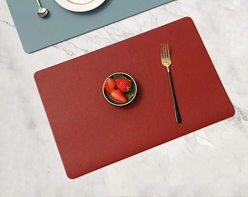 Miniatura 9 de TRENDY Mooon - Manteles individuales de piel sintética para mesa de comedor, manteles de poliuretano, resistentes al calor y a las manchas,