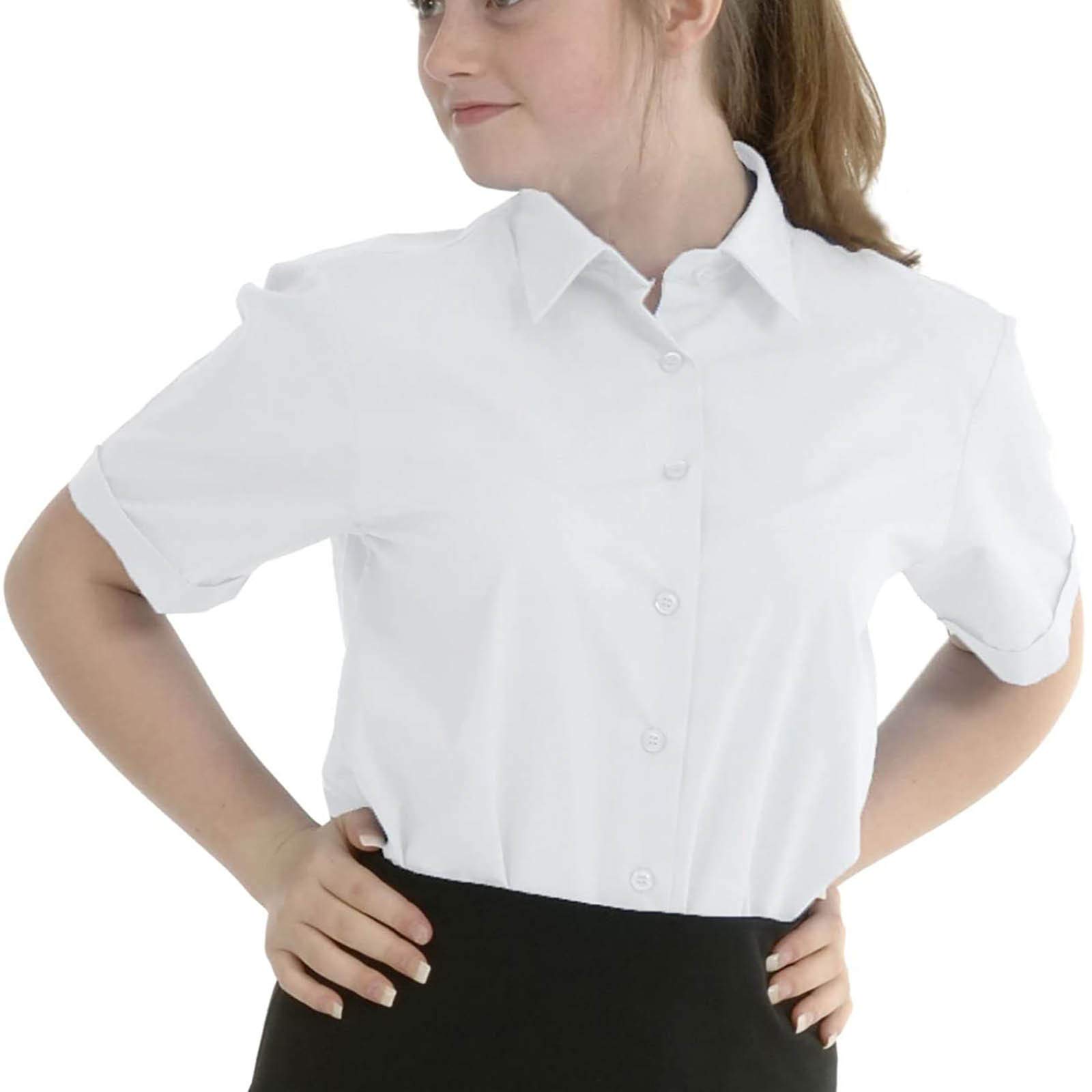 YWLINK Camisa Blanca NiñA,Camisa con Botones para NiñAs,NiñA Uniformes Escolares Oxford Manga Corta Blusa NiñA AlgodóN Top De Uniforme Escolar Mangas Cortas Camisa Volantes Ropa Casual 10-16 AñOs