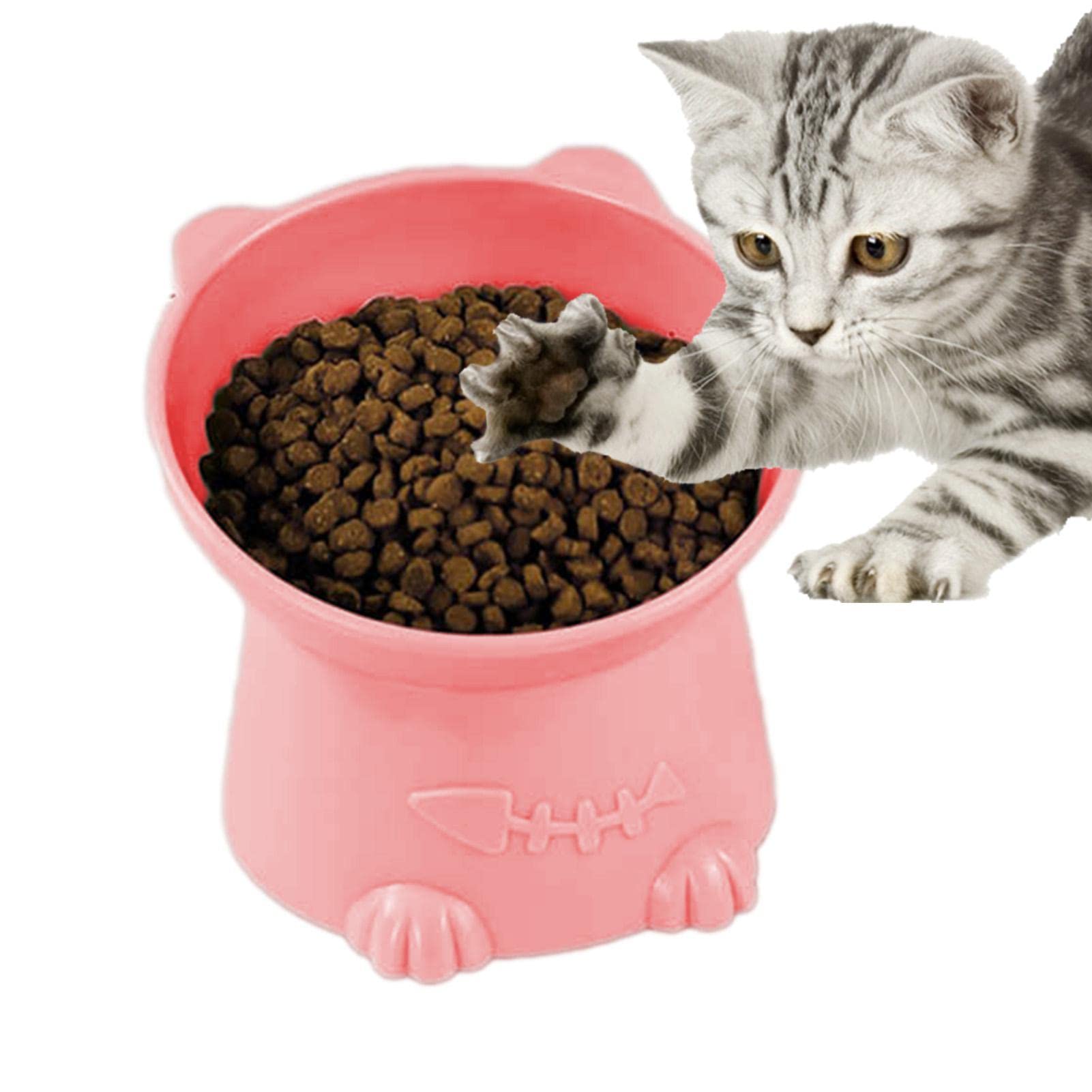 Cuencos inclinados para gatos – Cuenco para gatos con gato elevado – Comedero para gatos inclinado 15 grados, cuenco elevado inclinado para gatos, comedero para gatos con Fulenyi plano
