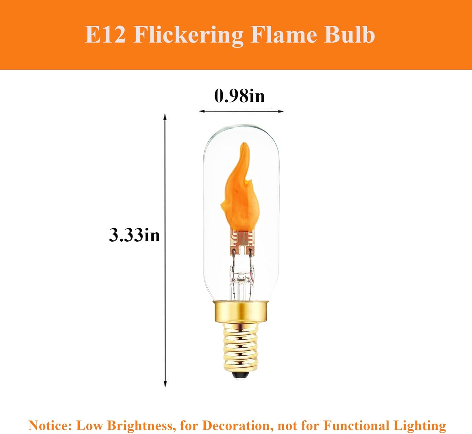 SHUWDKAR E12 Flickering Flame Bulb, Realistic Flame Effect LED Chandelier Candelabra Base, 2 Pack
