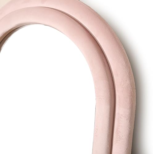 Miniatura 4 de Espejo de suelo ondulado, espejo de longitud completa de 63 x 24 pulgadas con soporte, espejo ondulado irregular, patrón de ondas, franela, espejo