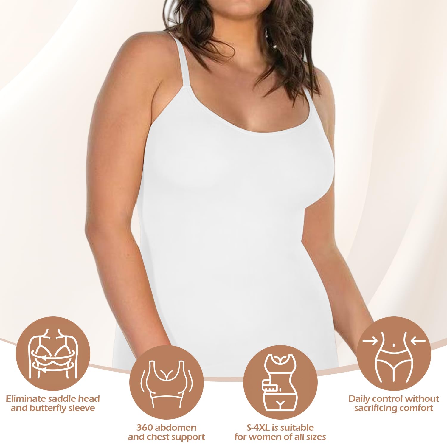Damska bielizna modelująca plus size tank top kompresyjny kontrola brzucha wycięcie dekolt topy bez rękawów bezszwowe topy Cami