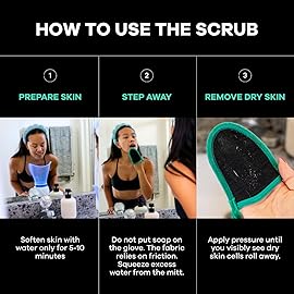 Dermasuri Deep Exfoliating Face Mitt - Scrubber, Dead and Dry Skin Remover for Men and Women - Exfoliator Gloves for Shower and Dry Use - ( 1 Pack)