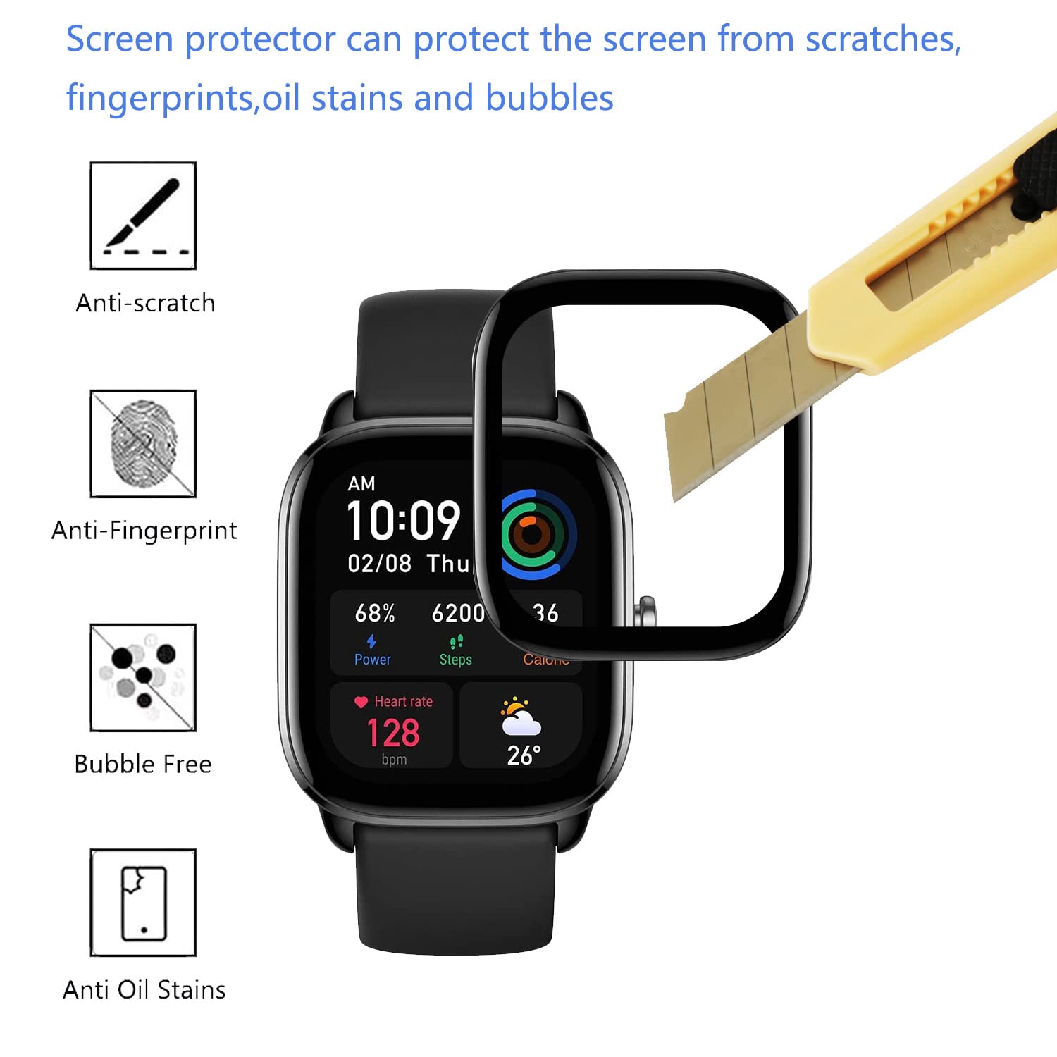 4 Pezzi Savvies Full-Screen Pellicola Protettiva Per Huami Amazfit Gts 4 5946629