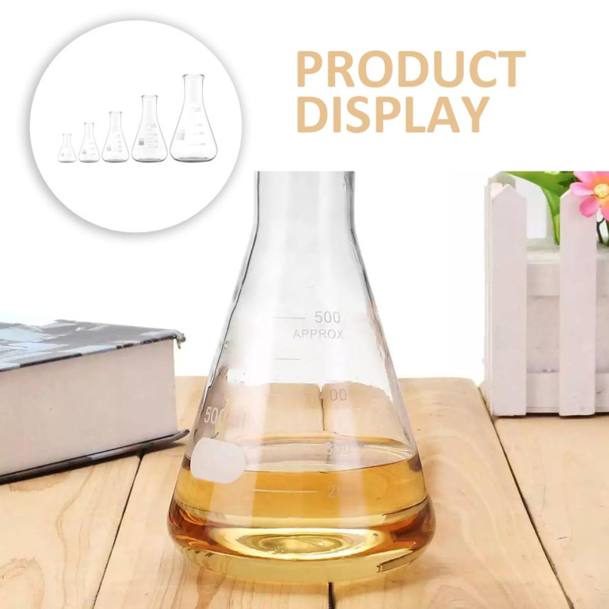 Alipis Set 5 Pezzi di Becher Conico in Vetro Borosilicato da Laboratorio, Capacità Variabile, Fondo Piatto, Resistenza Alta Temperatura e Bassa Dilatazione Termica per Applicazioni