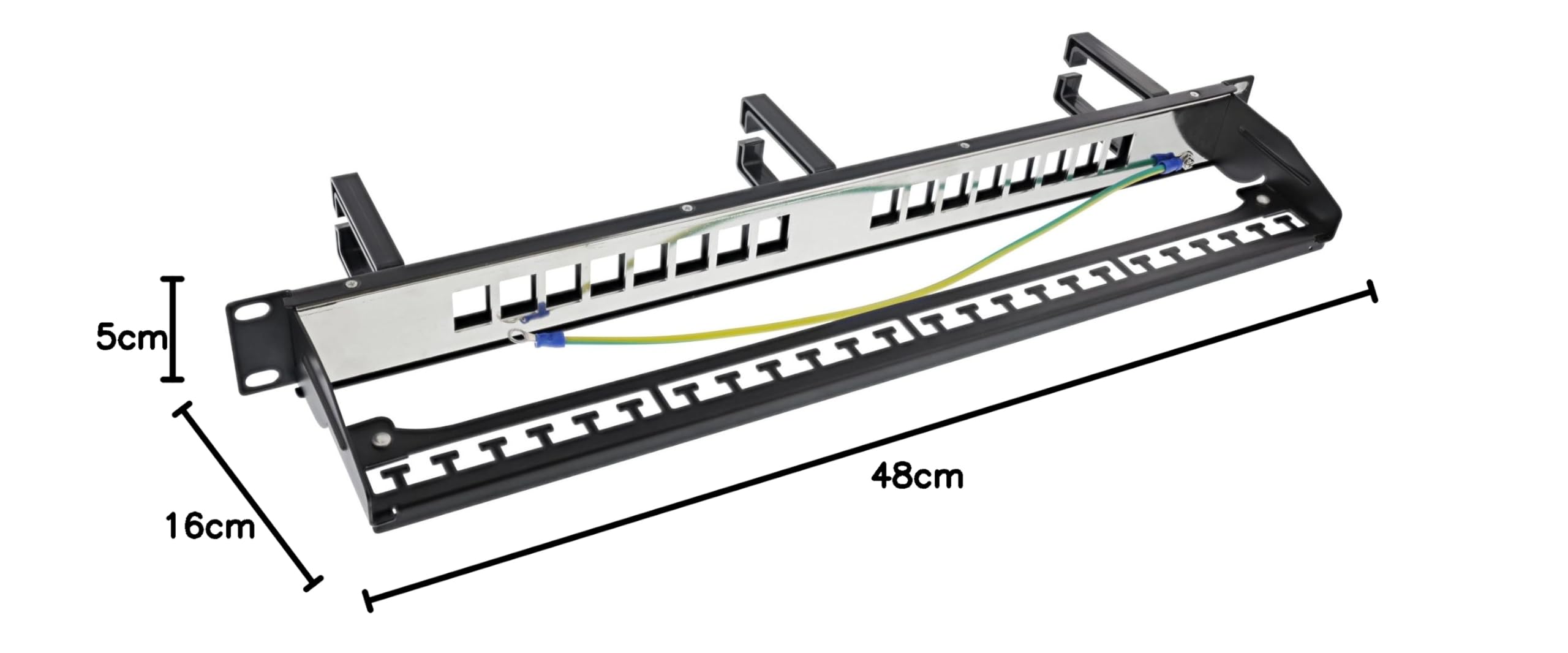 InLine Patchfeld Cat.6A 16-Fach – 19" 1HE, 16 Keystone-Ports, 10Gb/s & PoE++, Integrierte Kabelführung, Robustes Metallgehäuse, schwarz, 76822D