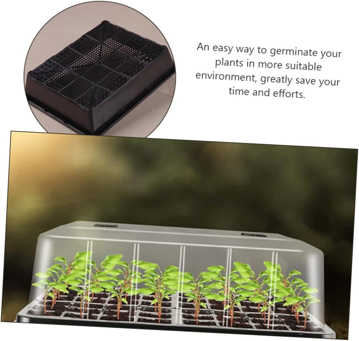 CHILDWEET Seedling Starter Tray with Humidity Dome and Elevated Lid, Germination Plant Propagation Tray Set for Indoor Gardening and Greenhouse Use