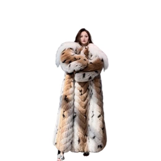 Denny&Dora Women's Fox Fur Coat Extra Large Long Style with