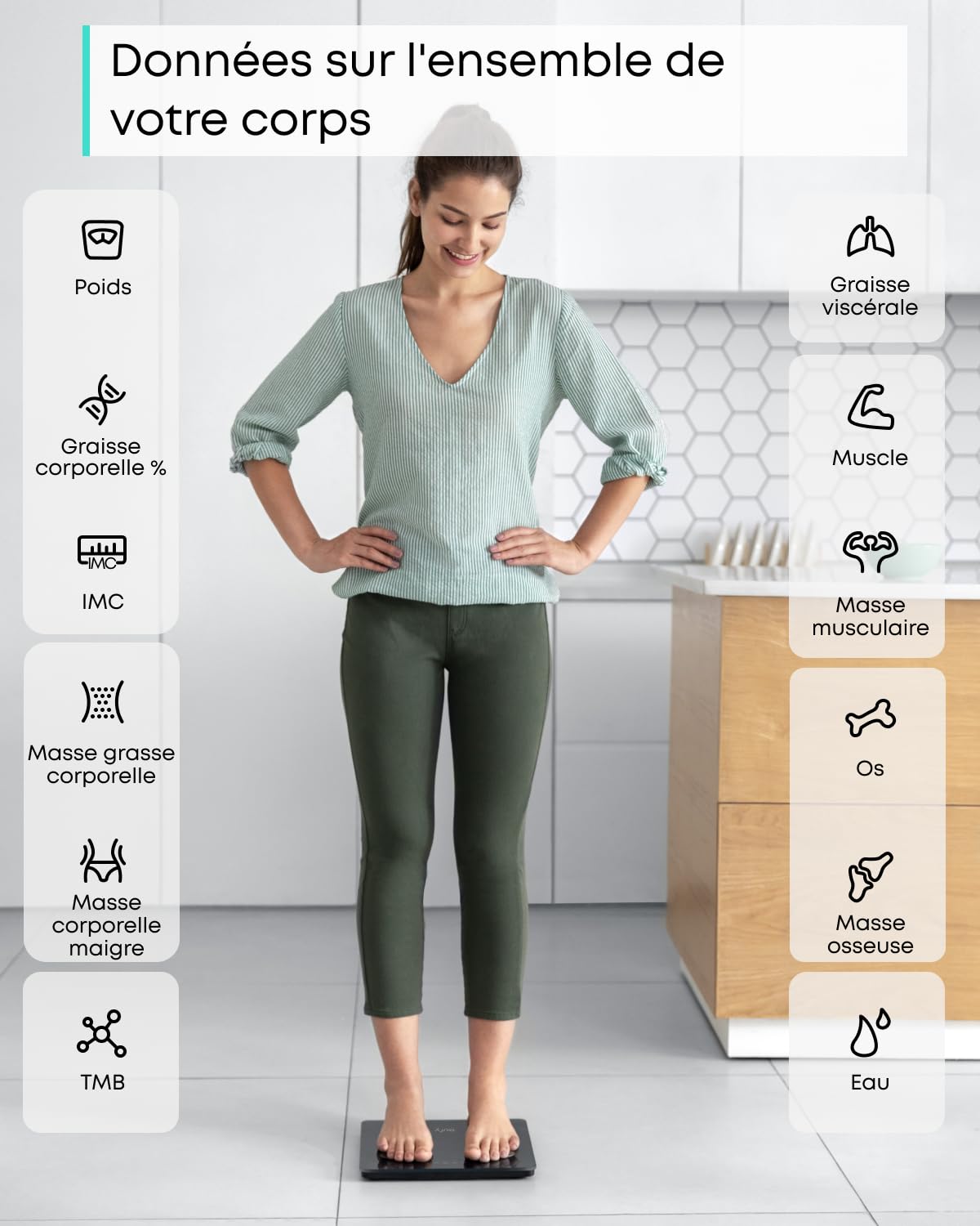 eufy C1 Pèse personne électronique by Anker – Balance digitale avec Bluetooth, affichage LED, 12 mesures (poids/IMC/masse grasse/etc.) avec appli Android/iOS