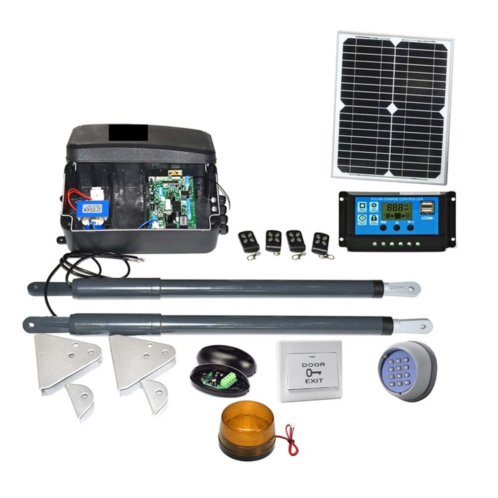 Elektrischer Türöffner, DC 12V solarbetriebener Torantrieb Hochleistungs-Schwenktoröffner-Motorsatz,Weit verbreitet(Kit2)