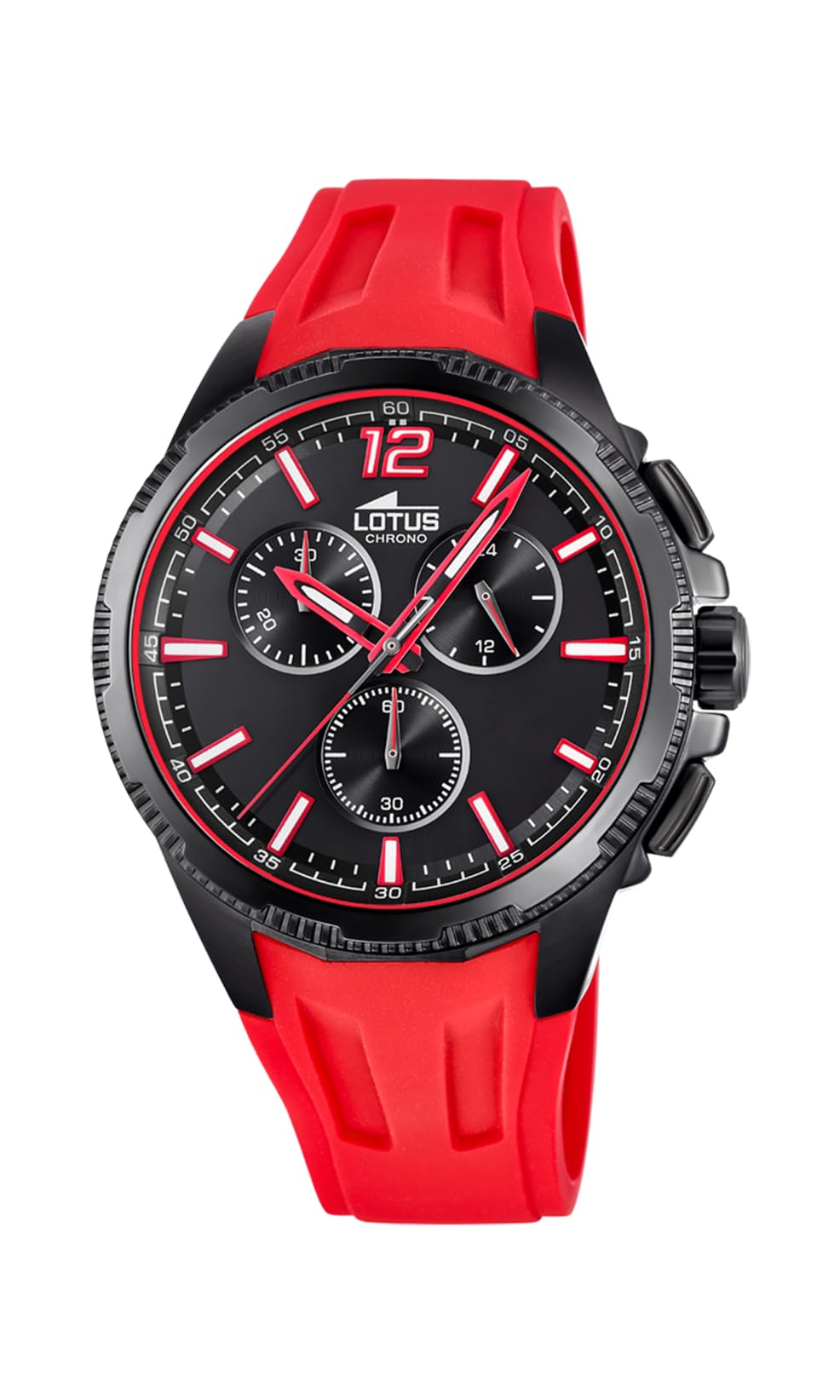 LOTUS Reloj Hombre Analógico de Caucho Rojo