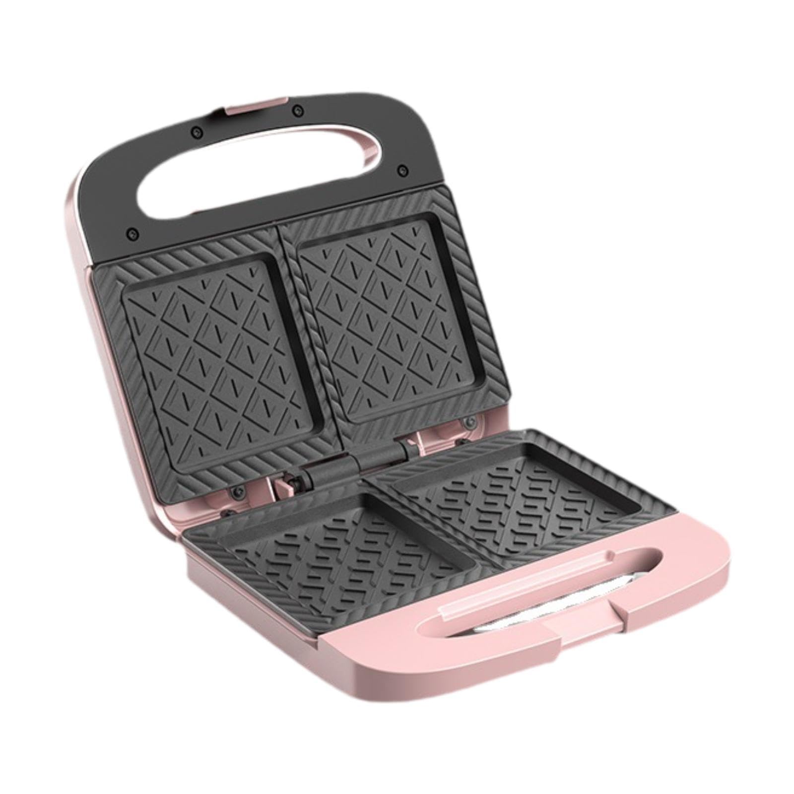 Tostapane per Sandwich Macchina per La Colazione Griglia Elettrica Piastra per Panini Portatile E Compatto con Maniglia Ergonomica Adatto per Viaggi E, Rosa