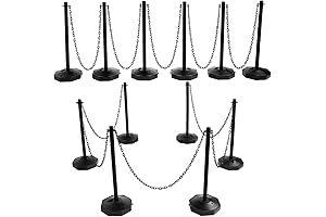 Geiserailie 12 Pack Crowd Control Stanchions, Plastic Stanchions Poles with 5FT Black...
