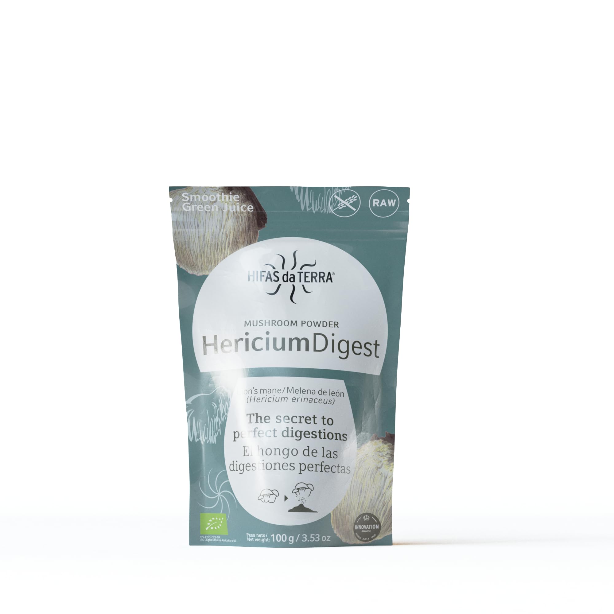 HIFAS DA TERRA - Hericium Digest 100% Polvo de Melena de León - Superfood Polvo de Hongos - 100 g