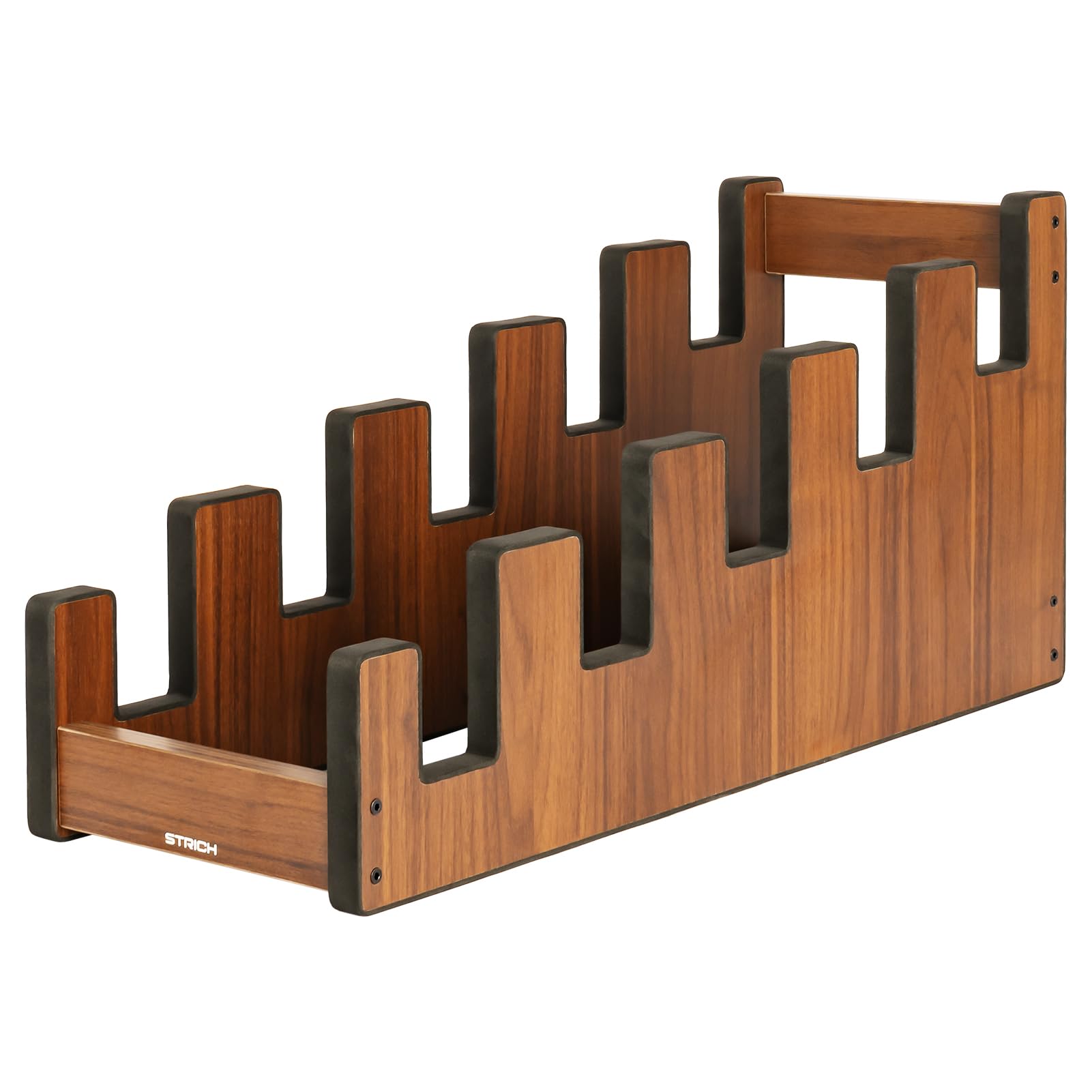 STRICH L-5EW Support de guitare en bois pour plusieurs guitares, 5 supports, affichage frontal, gain de place, pour la maison, le studio, la scène, couleur noyer, L-5EW (pour 5 guitares électriques