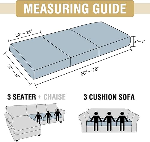 Miniatura 3 de H.VERSAILTEX Fundas de cojín individuales elásticas para sofá, fundas de cojín de gamuza suave, funda lavable para sofá modular (funda de sofá de 3