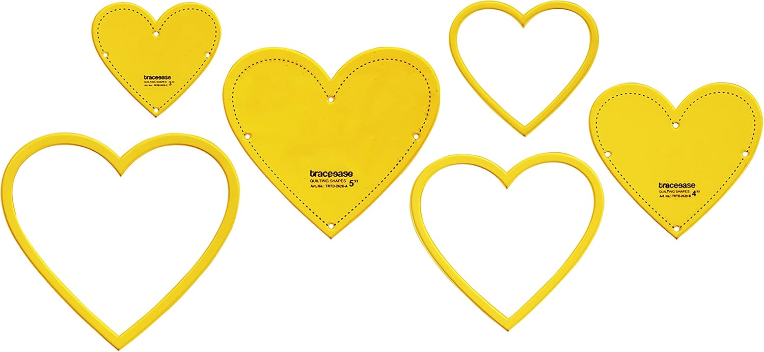 Traceease Heart Quilting Template Stencils Set of 3, 3"/4"/5" inches DIY Sewing Quilt Patchwork templates for Quilting-Q8