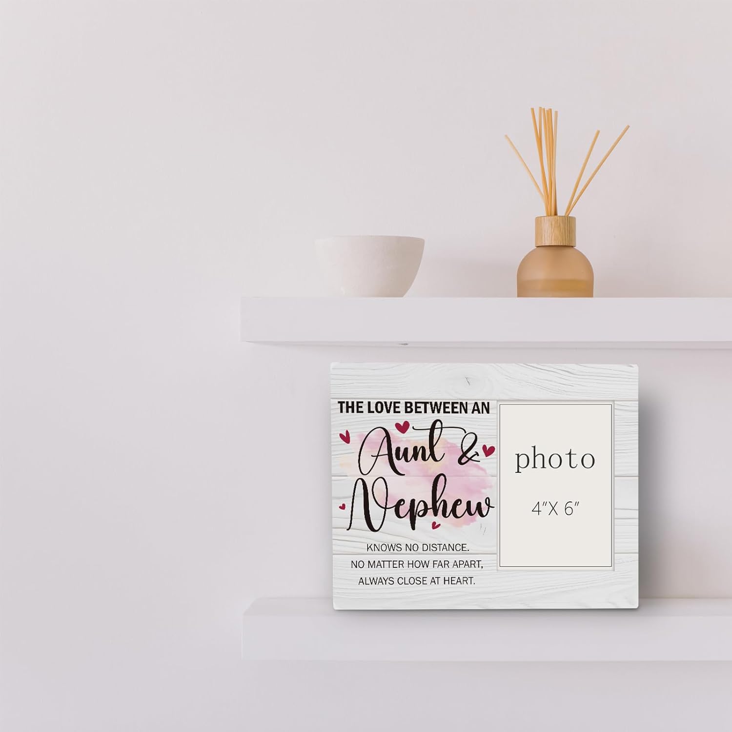 Aunt Picture Frame Gift From Nephew, The Love Between An Aunt & Nephew Wooden Photo Frame Gifts for Aunts Birthday Christmas, Nephew Gifts from Auntie, Tabletop Wall Display (4x6 Inch Photo) - Image 2