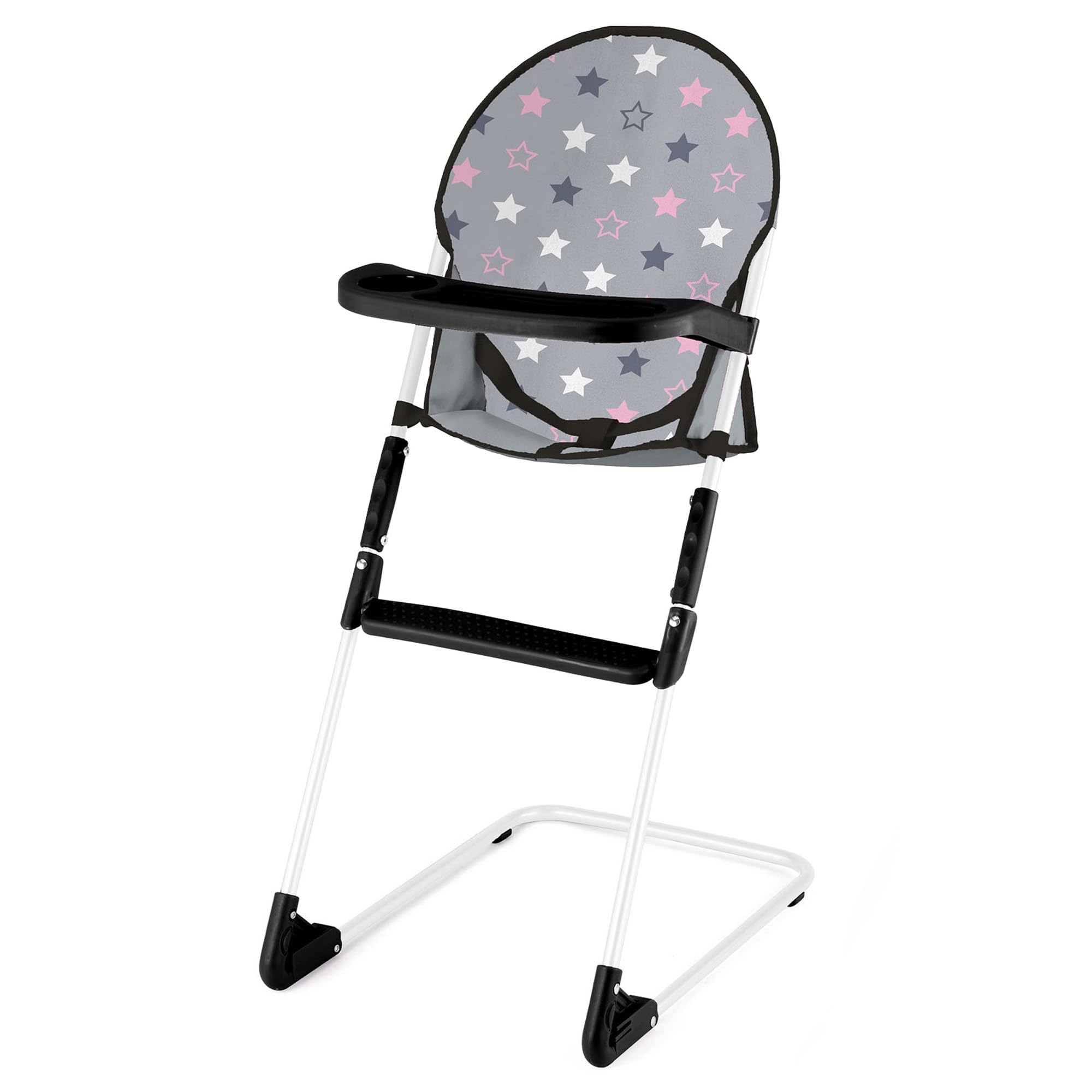 Bayer Design Dolls: Xeo 11 Piece Set - Grey, Pink, Stars - Pram, High Chair, Play Gym, Handbag & Accessories for Dolls Up to 18