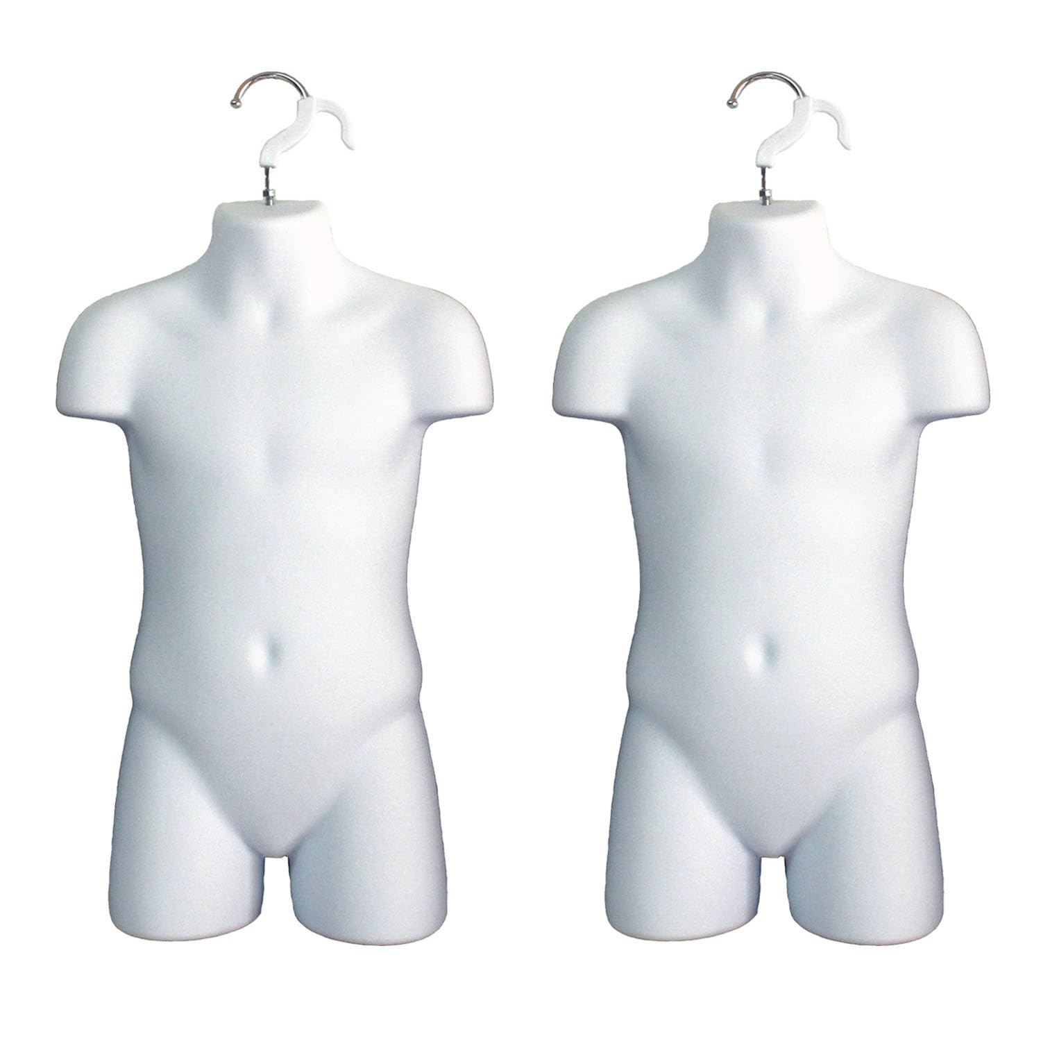 DisplayTown 5 Sets of White Child Torso Hollow Back Body Stackable Dress Form with Hanging Hook for Tshirt Display, Countertop, Craft Shows, Photos and Design, Size 5T-7