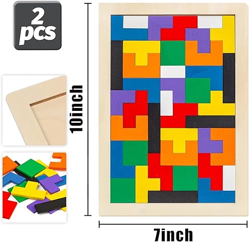 Miniatura 2 de 3 otters Rompecabezas de bloques de madera, 2 juegos de bloques rusos rompecabezas de madera, juegos cerebrales, juguetes de inteligencia para