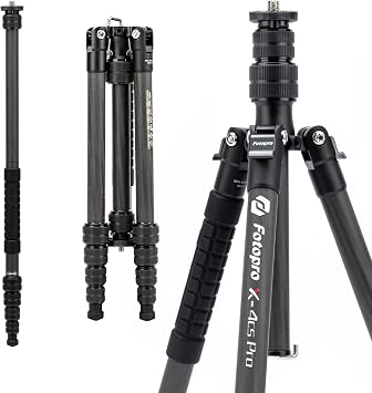 Fotopro 59 Carbon Fiber Travel Tripod, 2 in 1 Lightweight Monopod Tripods, Professional Compact Tripod for DSLR Camera, Load up to 17.6lbs8kg