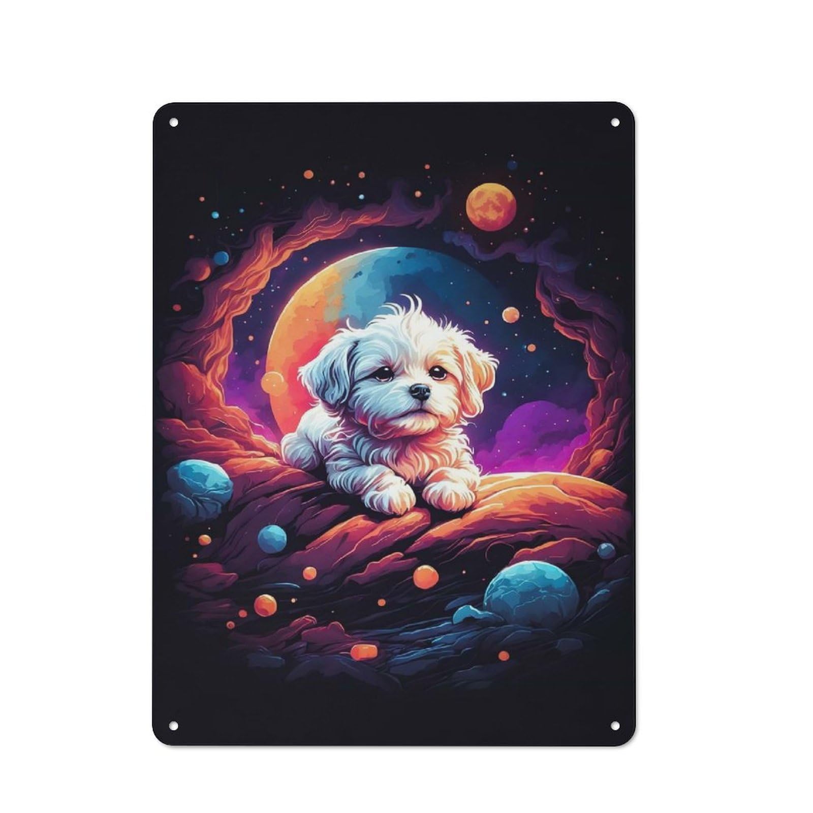 Maltese Puppy Sleeping Vintage-inspired Tin Sign 40x30cm for Garage Or Workshop, for Vintage Wall Decor Fans, for Metal Sign Collectors