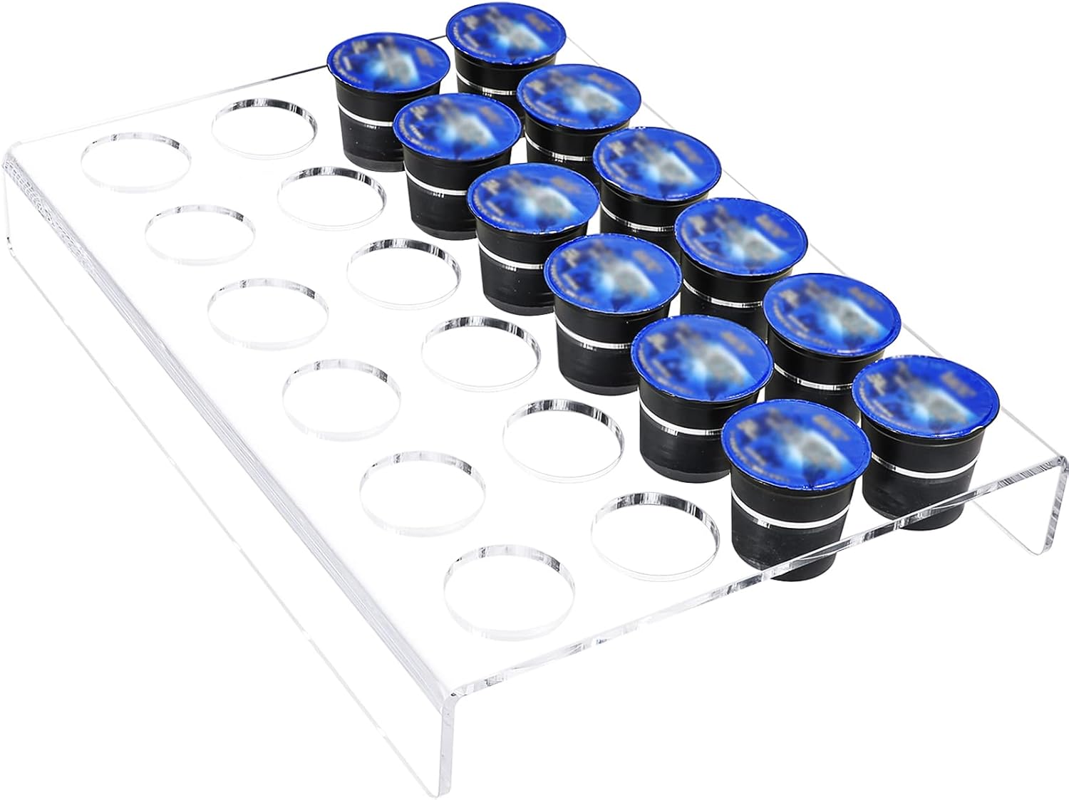 Kamehame K Cup Drawer Organizer, Flat Countertop Coffee Pod Holder for 24 Coffee Pods, Compatible with K-cups, Clear Acrylic Coffee Capsules Storage Holder