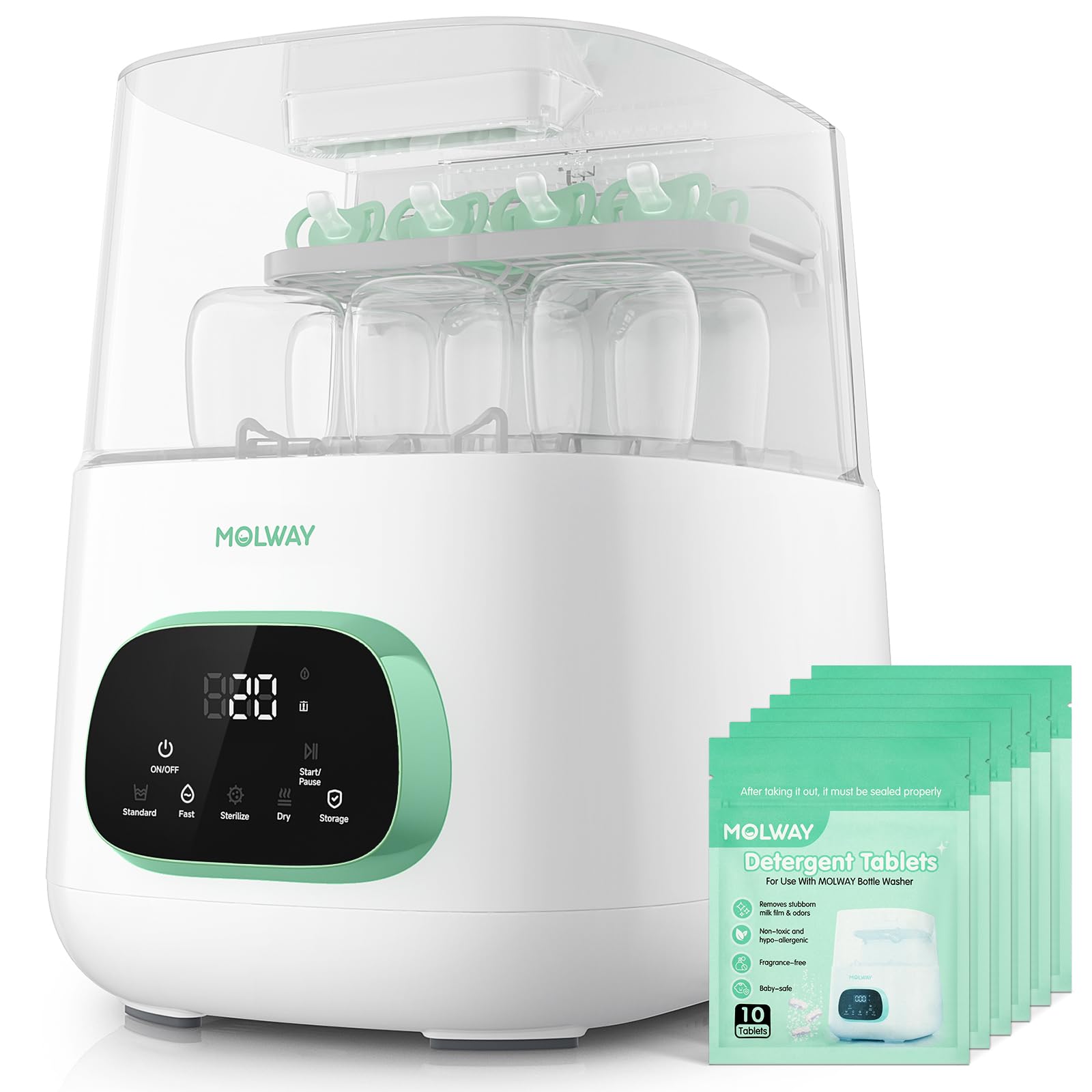 Photo 1 of MOLWAY Bottle Washer Pro, All-in-One Baby Bottle Washer and Sterilizer & Dryer, Cleaning Machine for Bottles, Pump Parts & Baby Essentials, Effortless Care, Replaces Hand Washing