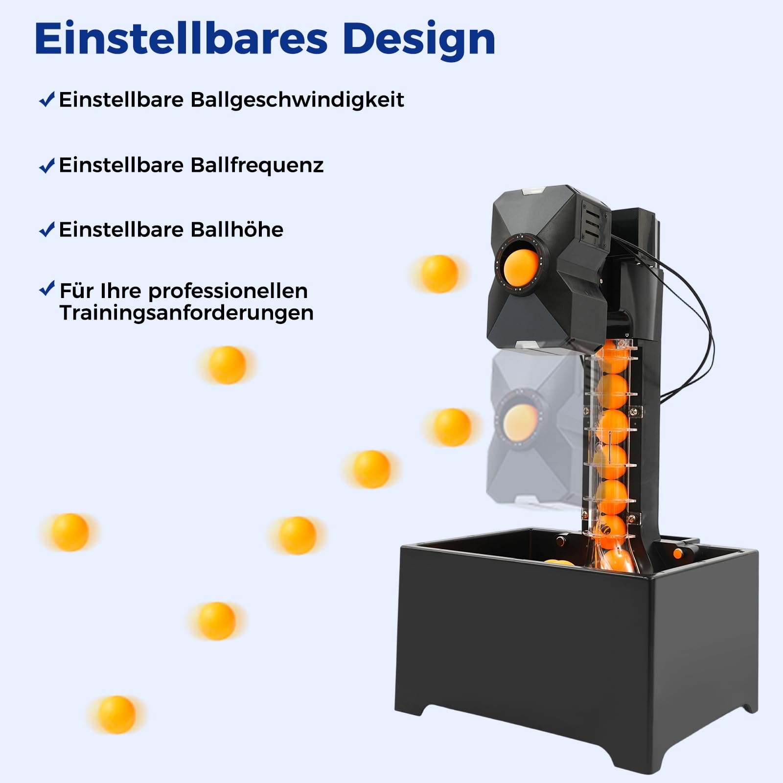 Ping Pong Ball Maschine mit Netz, Automatische Tischtennismaschine Ping Pong Ball Wurfmaschine, 10 programmierbare Modi 100 Bälle