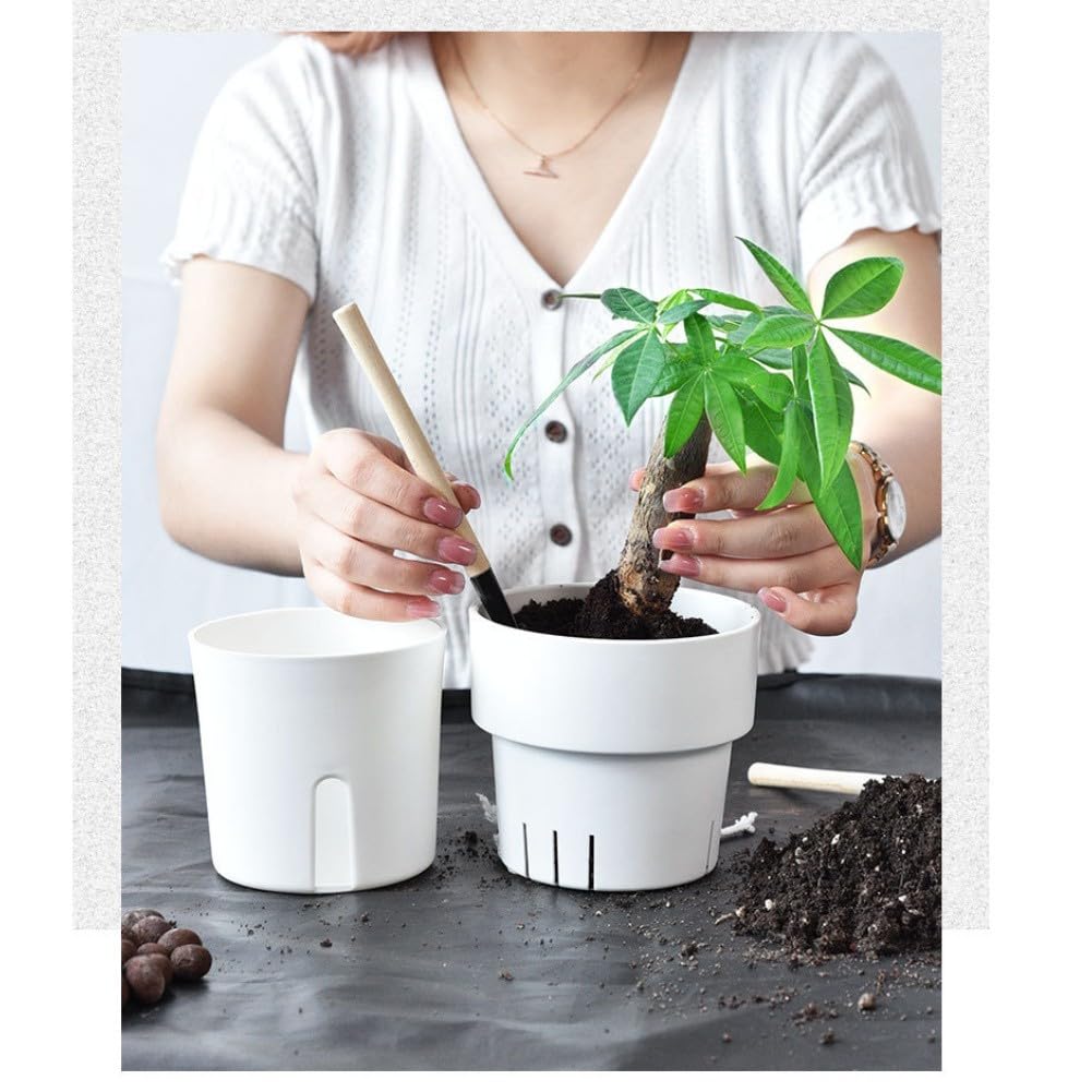 Confezione da 5 vasi per piante autoirriganti, 13 cm, per vasi da fiori in plastica con serbatoio, per erbe grasse, decorazione moderna per casa e ufficio