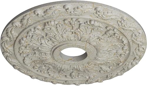 Vista 77 de Ekena Millwork CM19SP Medallón de techo de hojas de resorte, 19 7/8 "OD x 3 5/8" ID x 1 1/4 "P, imprimado en fábrica Imprimación de fábrica.