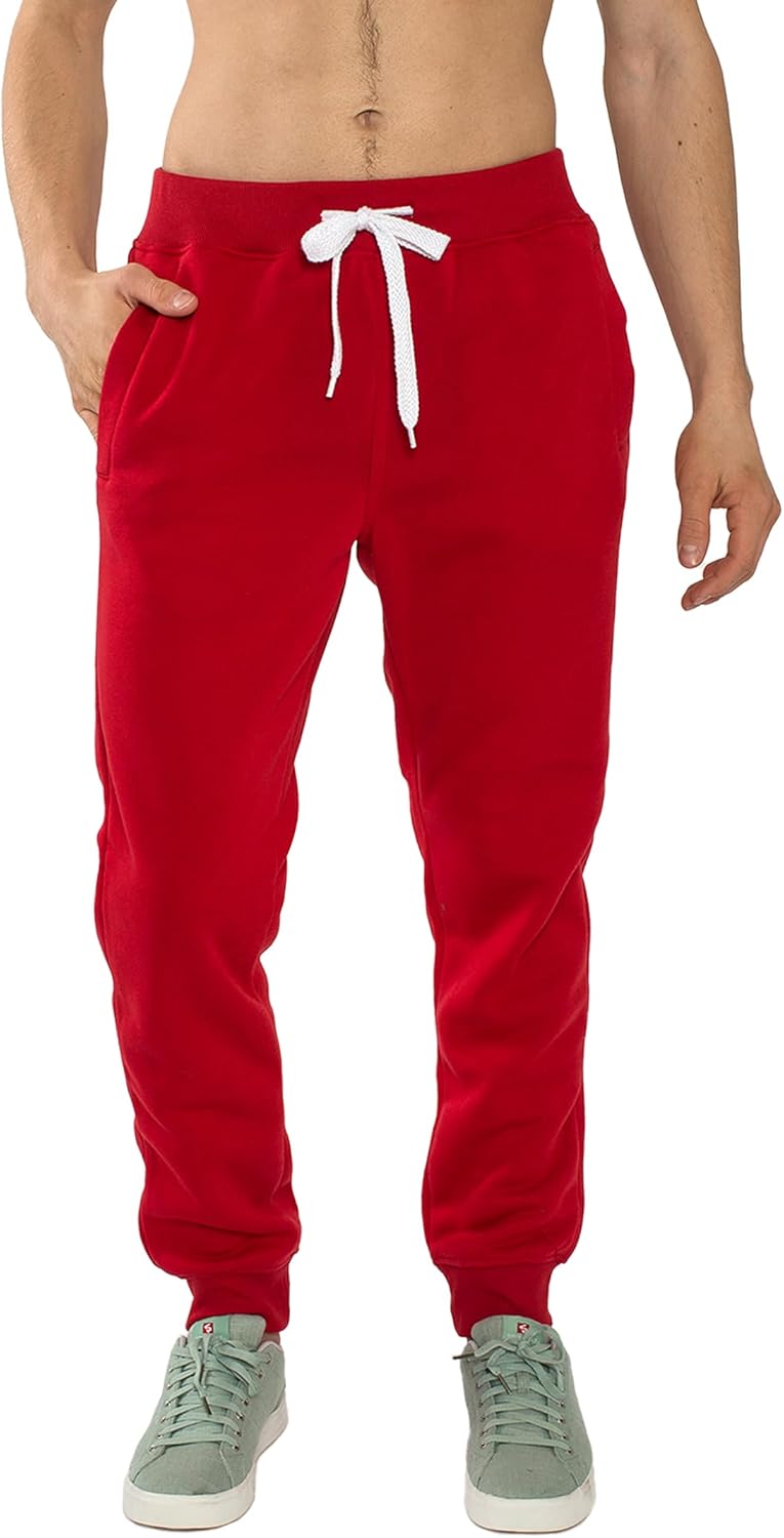 Southpole Men's Active Fleece Open Bottom Sweatpants - Regular and Big & Tall Sizes 1570 Basic Active Fleece Jogger Sweatpants Small Red a