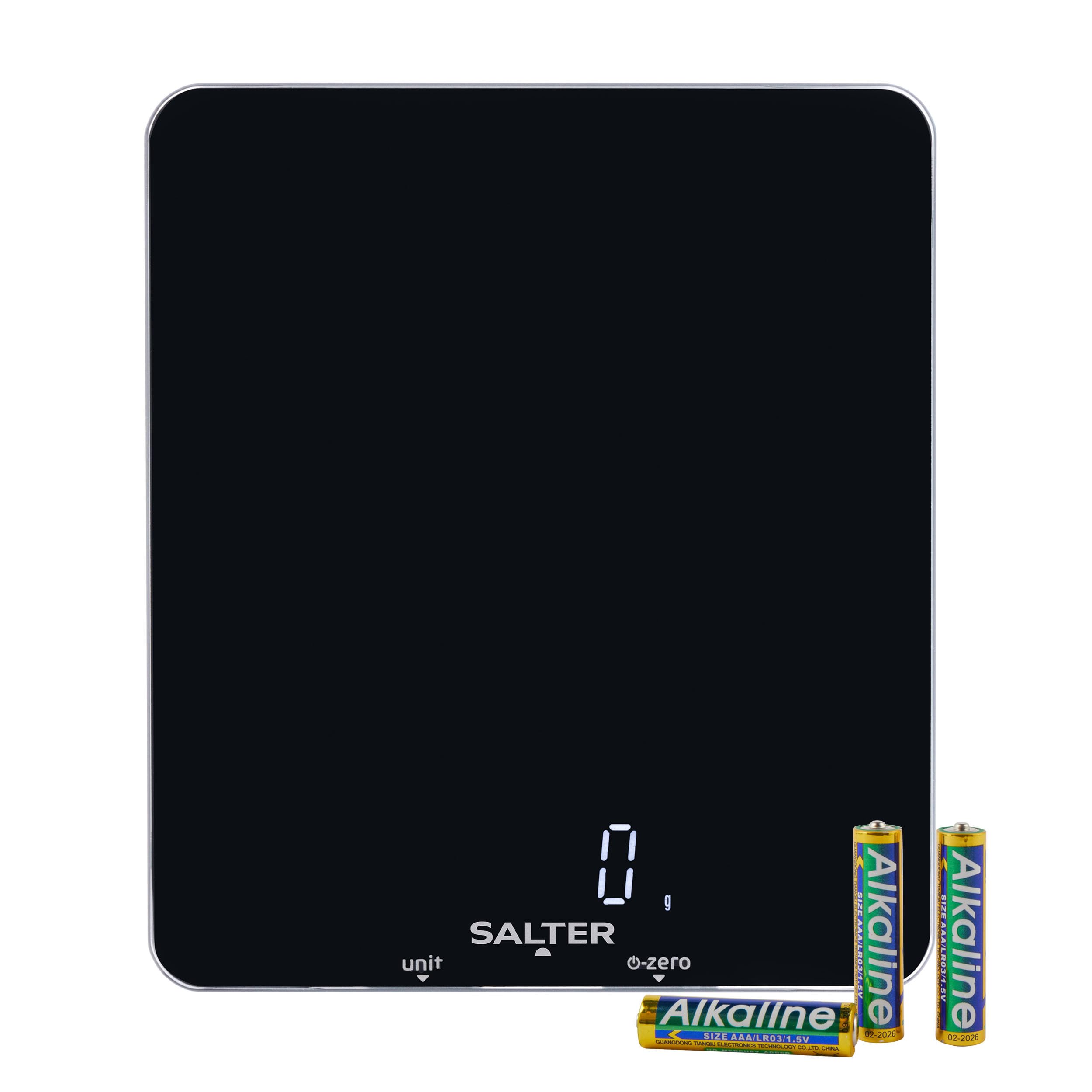 Salter 1180 BKDR Phantom Electronic Kitchen Scale – Digital Baking Scale, 5kg Capacity, Food Scale, Add & Weigh Tare Function, Hidden until Lit Display, Slim Glass Platform, Measures Liquids, Black