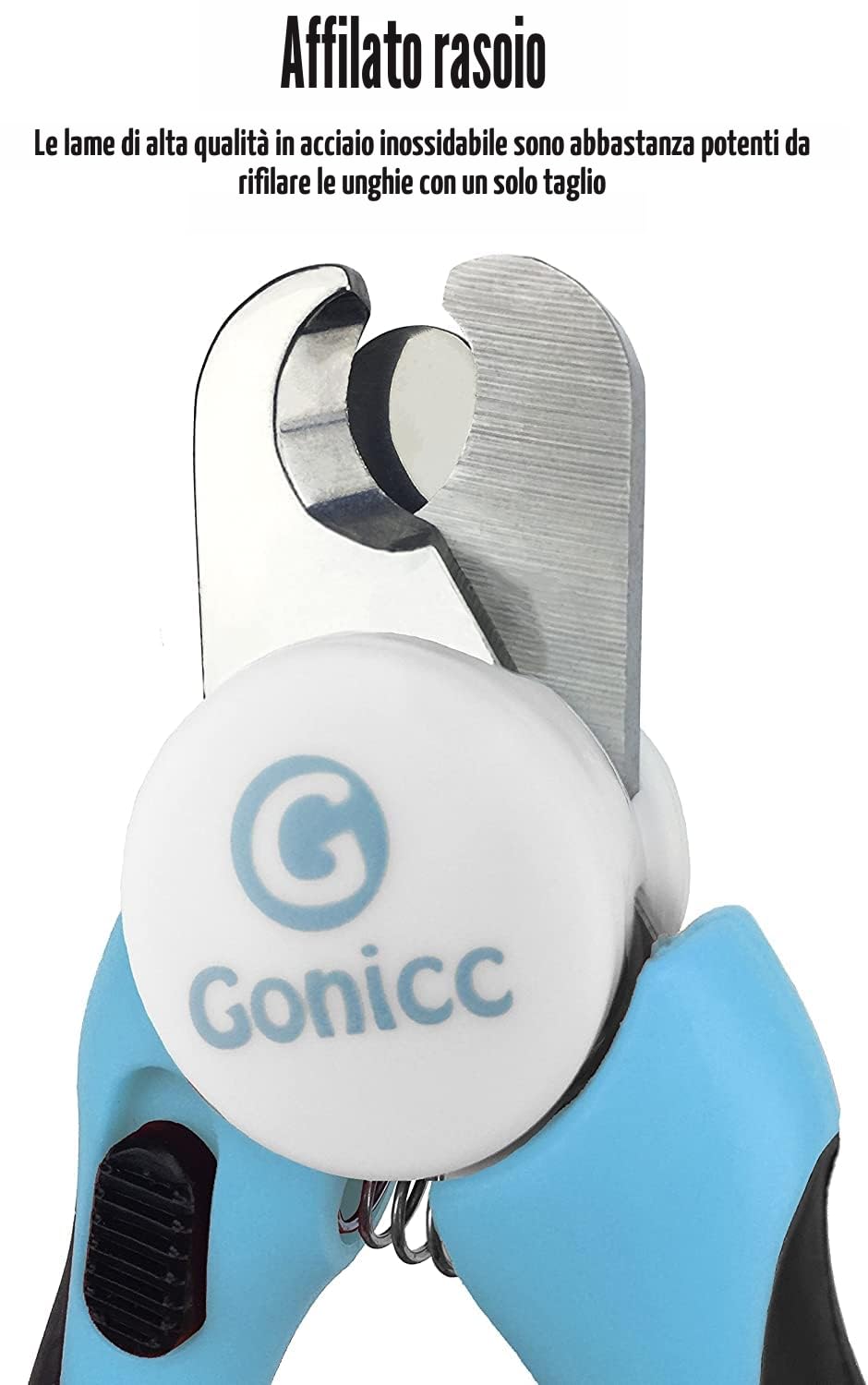 Gonicc Tagliaunghie Cane E Gatto Professionale in Acciaio Inossidabile per Cani Gatti Medi e Grandi Lima Unghie, con protezione per evitare di tagliare le unghie troppo corte, con lima in omaggio